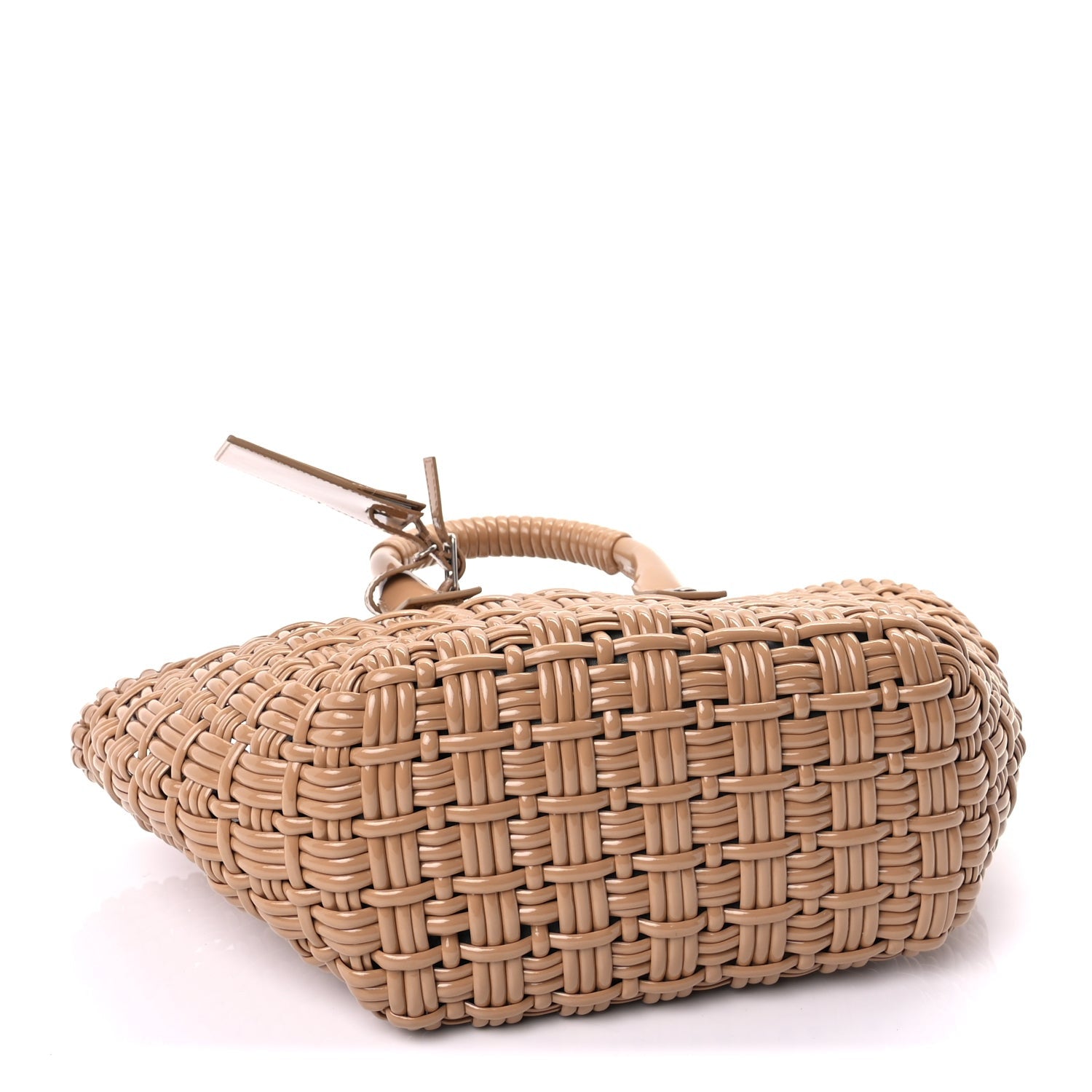 Balenciaga Varnished Faux Calfskin Braided XS Bistro Basket Beige 3 of 8