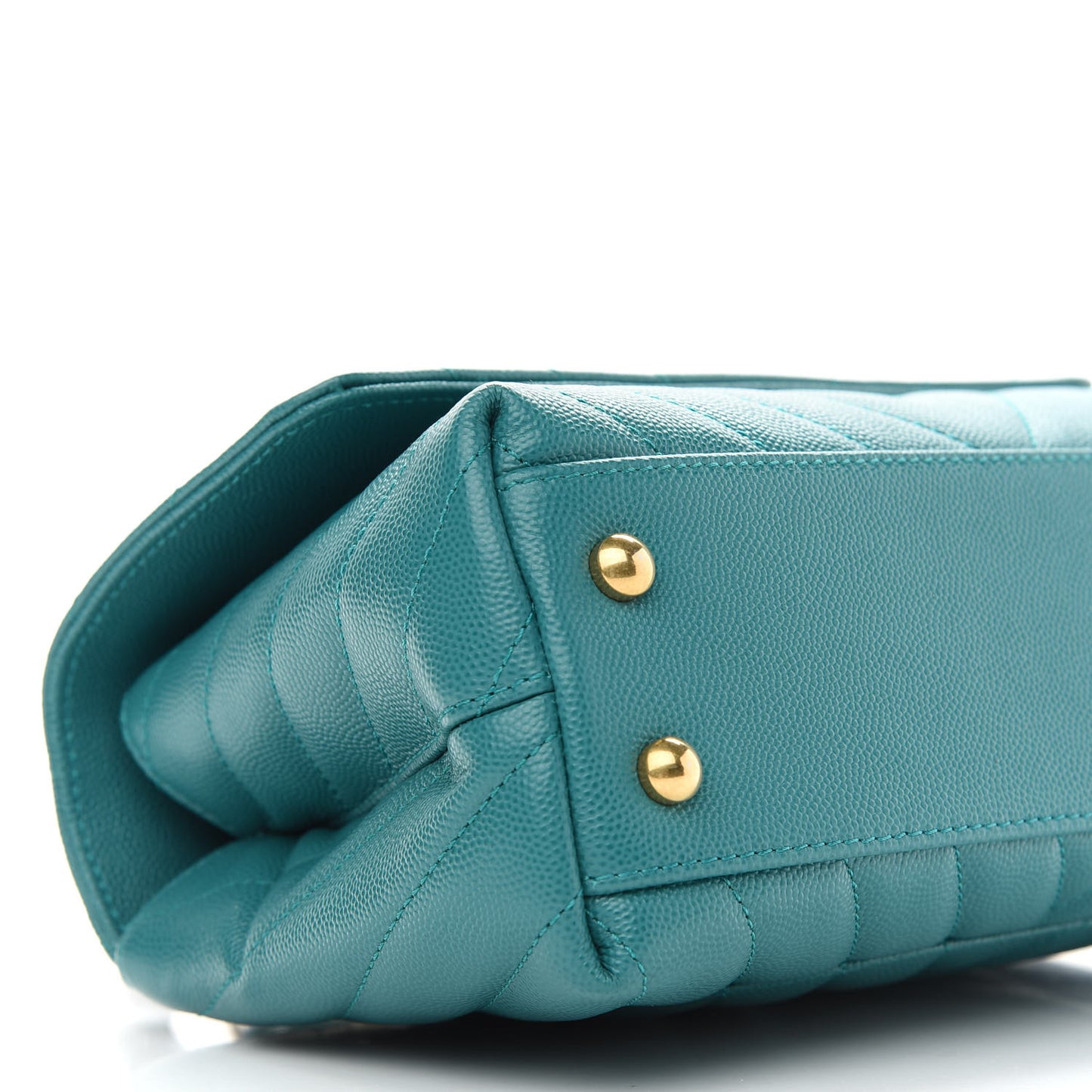 Caviar Lizard Embossed Chevron Quilted Mini Coco Handle Flap Green