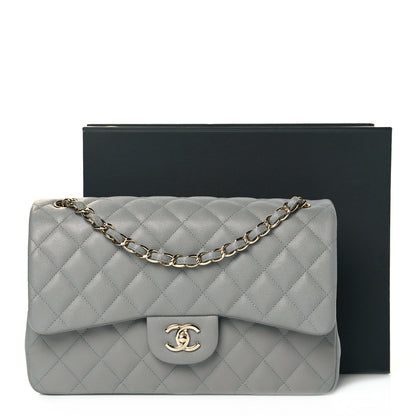 Chanel Caviar Quilted Jumbo Double Flap Grey 11 of 11