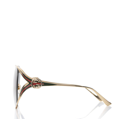 Gucci Metal Oversized Round Frame GG0225S Sunglasses Gold 3 of 8