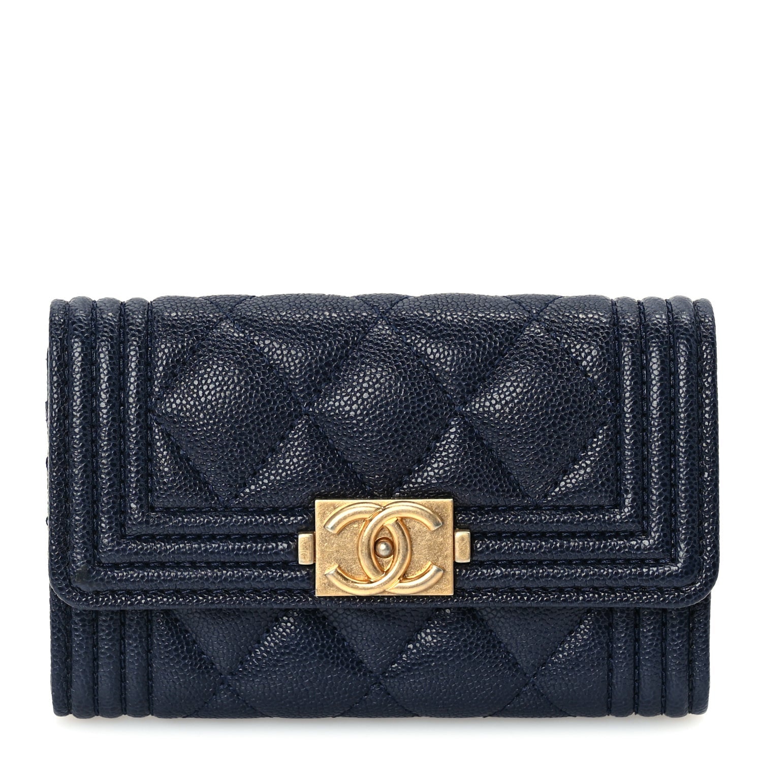 Chanel Caviar Quilted Boy Flap Card Holder Navy 1 of 7