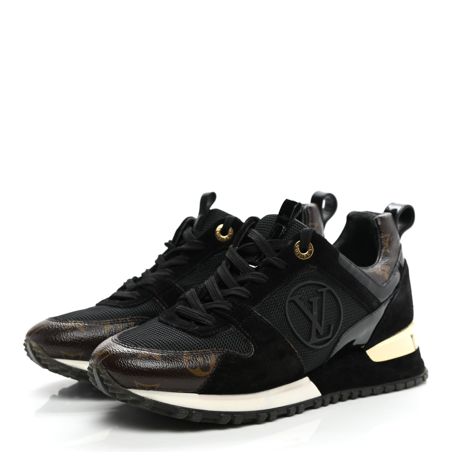 Suede Monogram Run Away Sneakers 36 Black