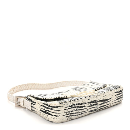 Fendi Snakeskin Baguette Black White 4 of 9