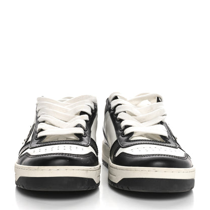 Prada Vitello Sport Spazzolato Rois Triangle Logo Womens Downtown Low Top 30mm Sneakers 37.5 White Black 2 of 9