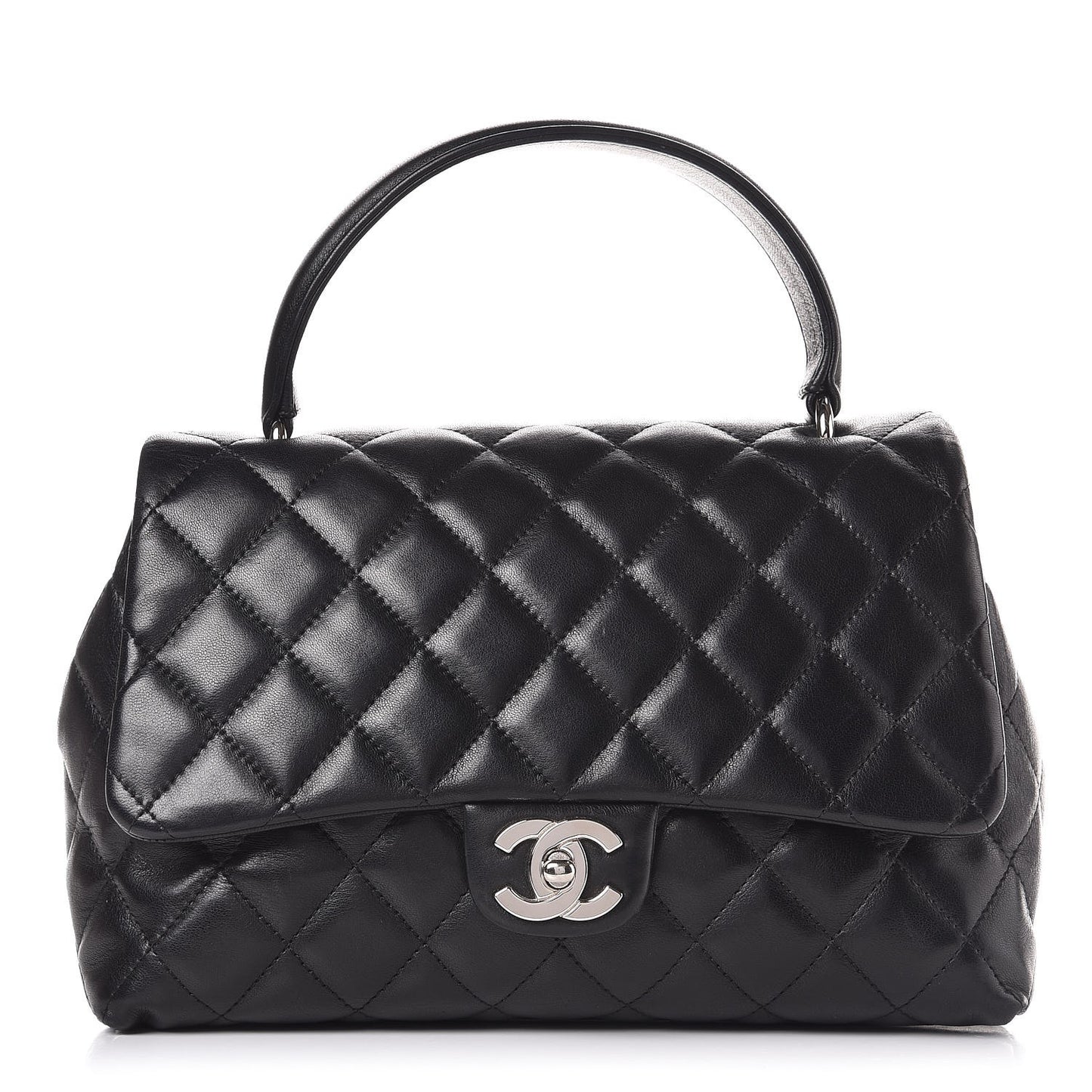 Lambskin Quilted Medium Kelly Flap Black