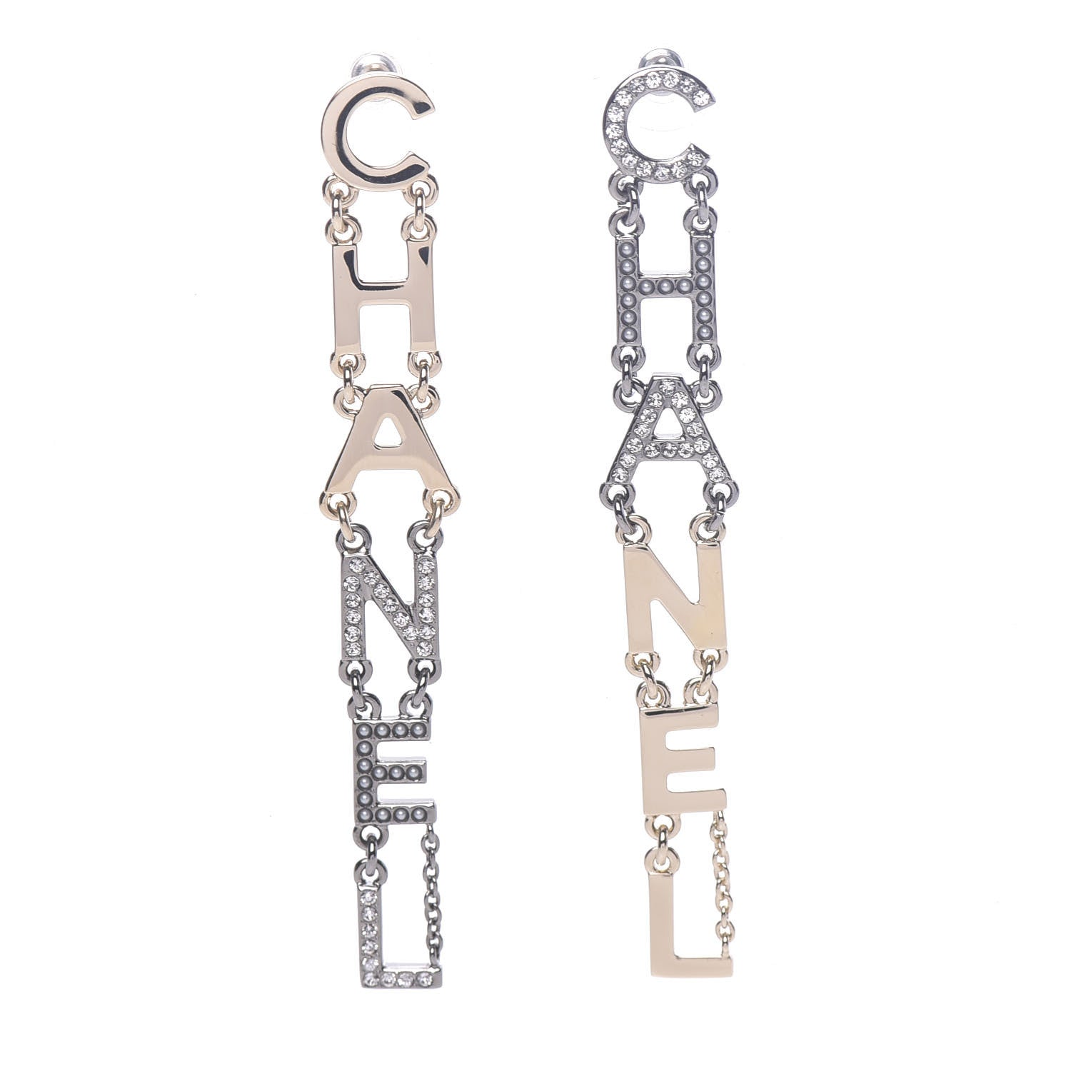 Chanel Crystal Pearl Bright Young Things Earrings Gold Ruthenium 1 of 5