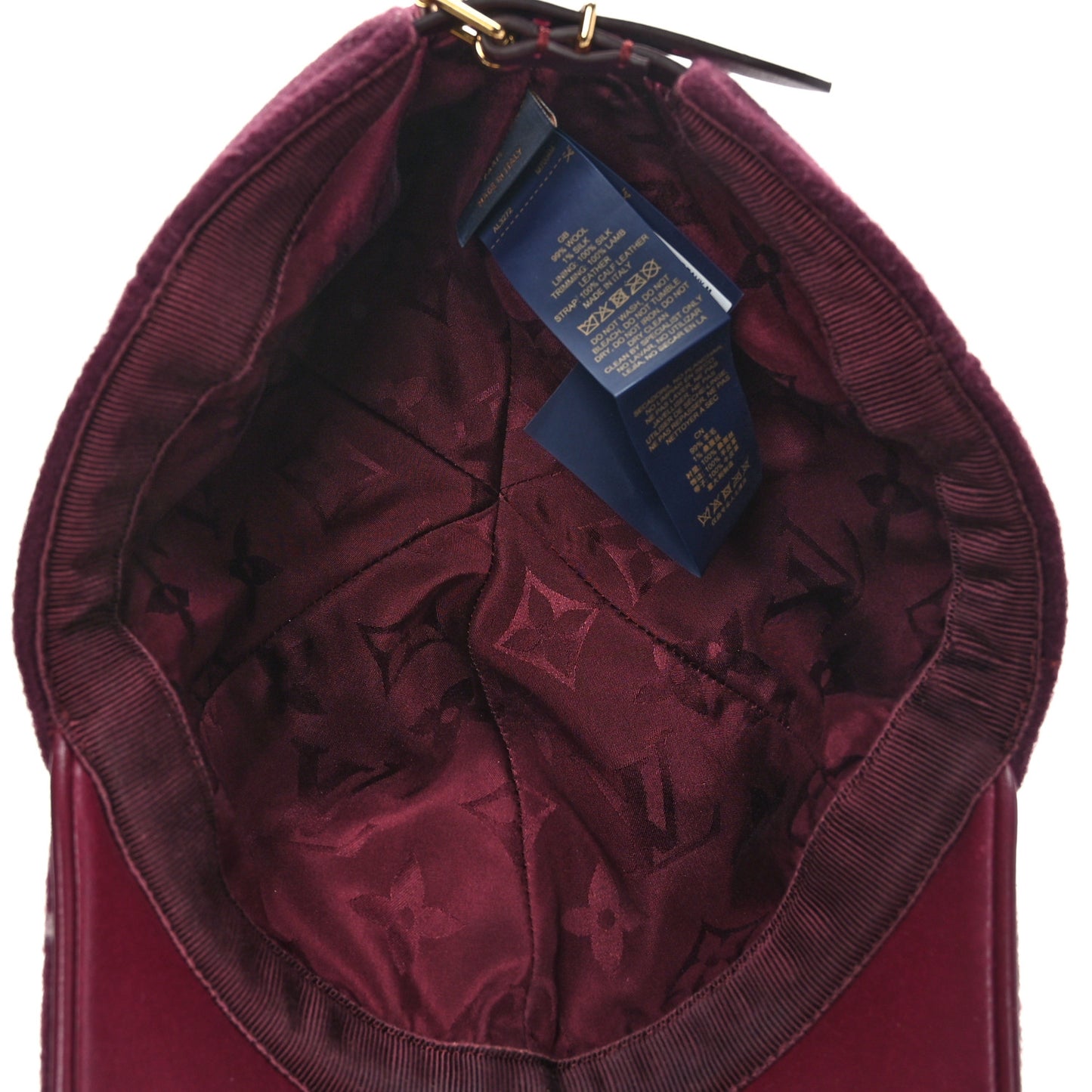 Wool Silk Monogram Endless Cap M Bordeaux