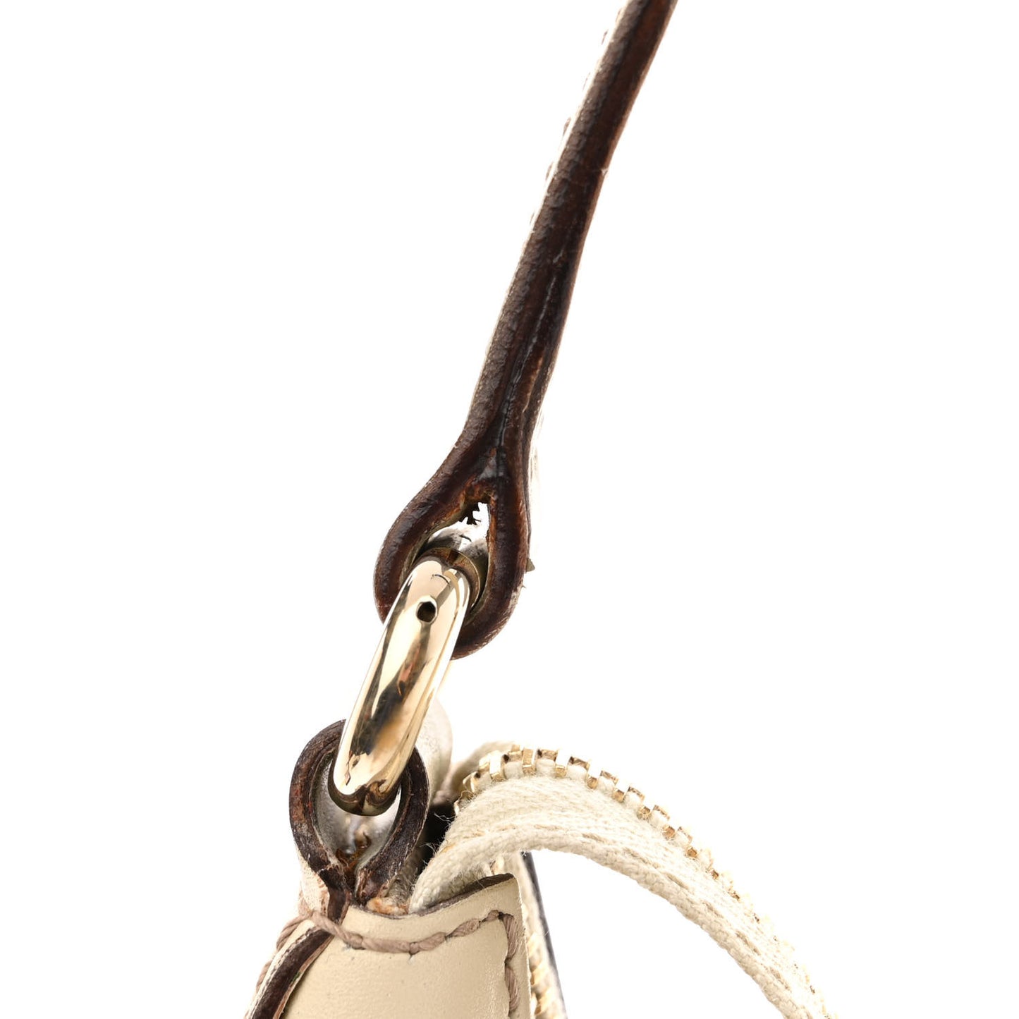 Suede GG Monogram Small Charmy Hobo Off White Gold