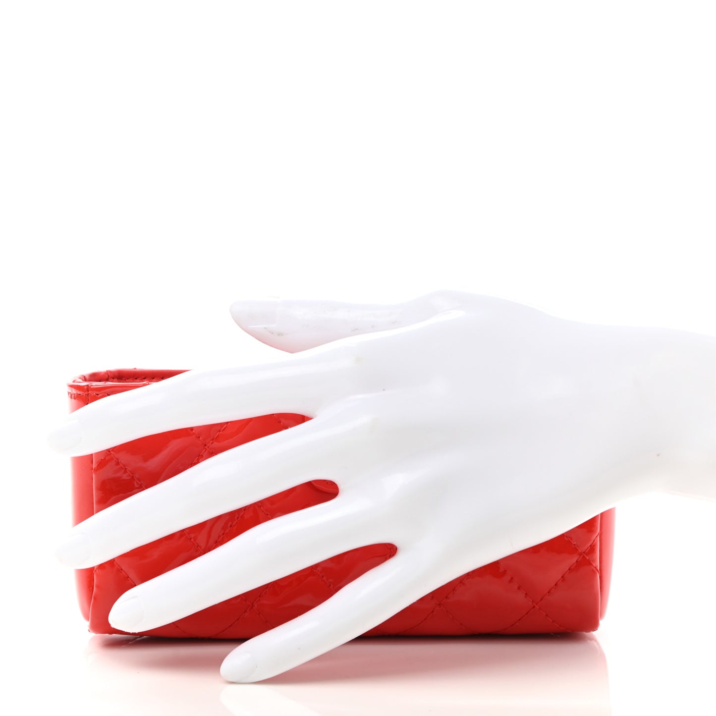 Patent Quilted Mini Phone Holder Clutch Red