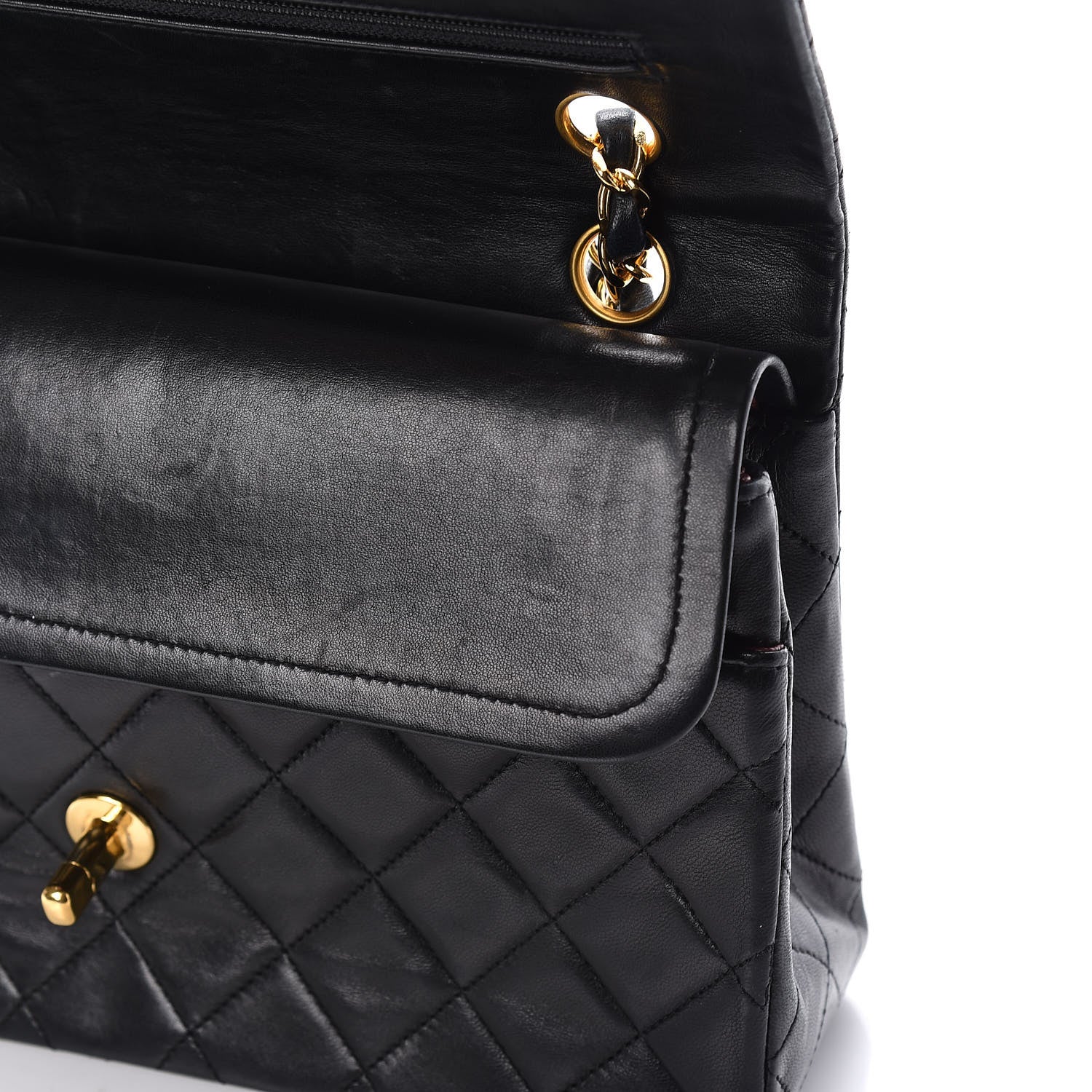 Chanel Lambskin Quilted Medium Double Flap Black 13 of 14