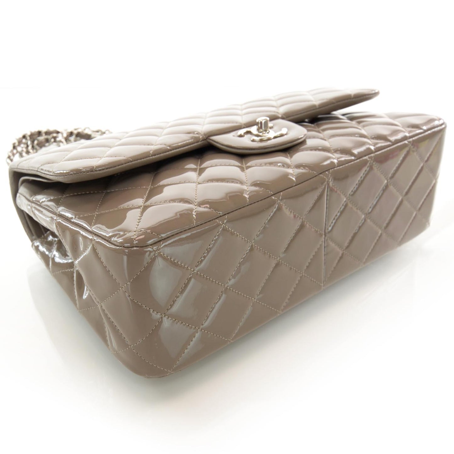 Patent Jumbo Double Flap Taupe