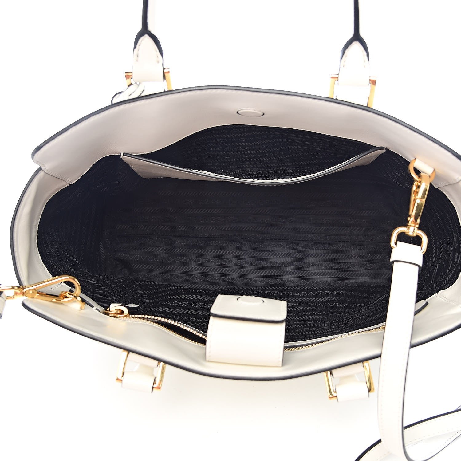 Prada Saffiano Soft Calfskin Zippered Tote White 5 of 11