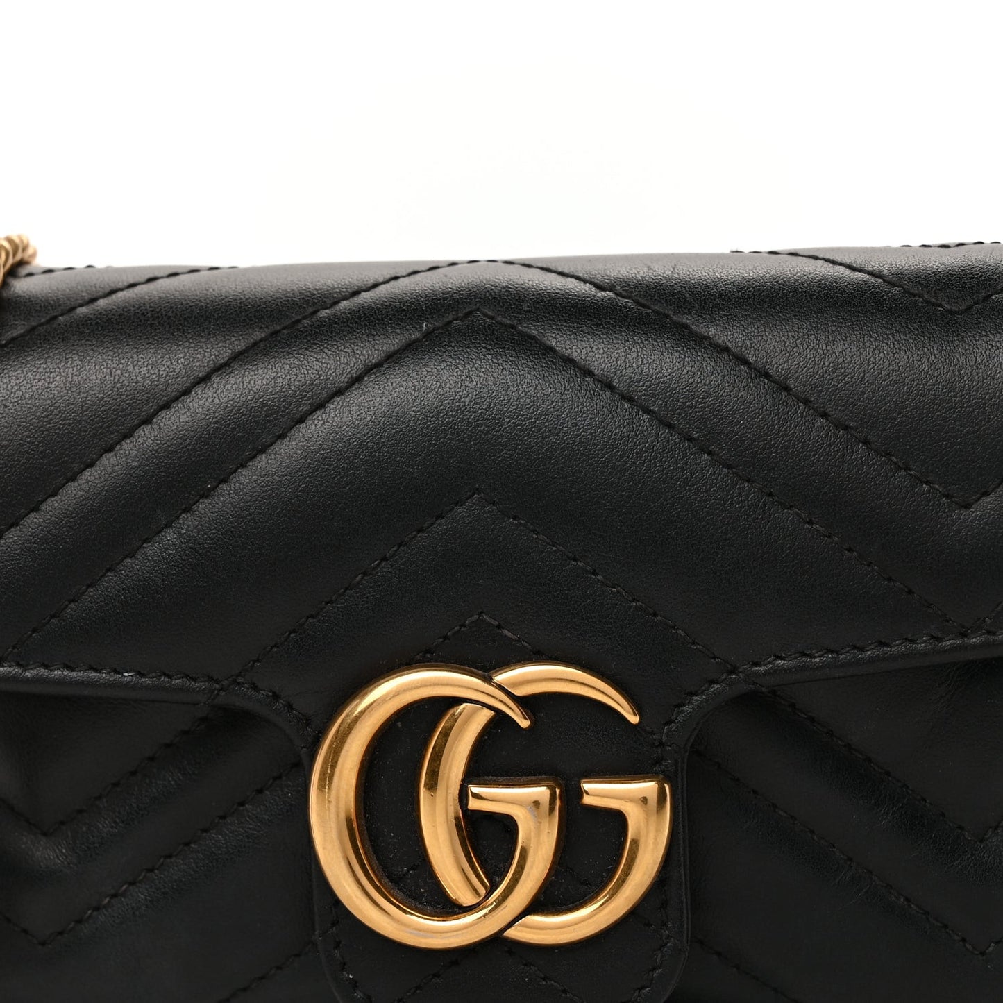 Calfskin Matelasse Super Mini GG Marmont Shoulder Bag  Black