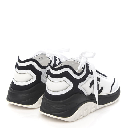 Chanel Lycra Womens CC Sneakers 36.5 White Black 4 of 8