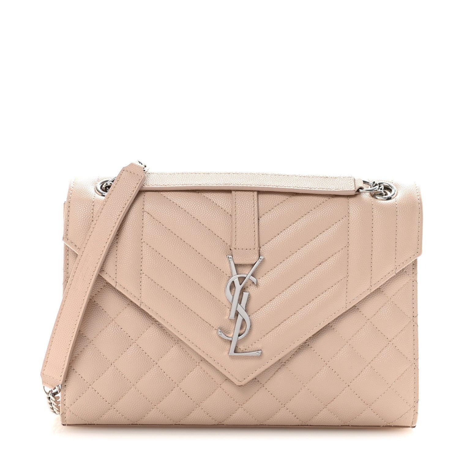 Saint Laurent Grain De Poudre Textured Mixed Matelasse Medium Triquilt Monogram Satchel Marble Pink 1 of 9