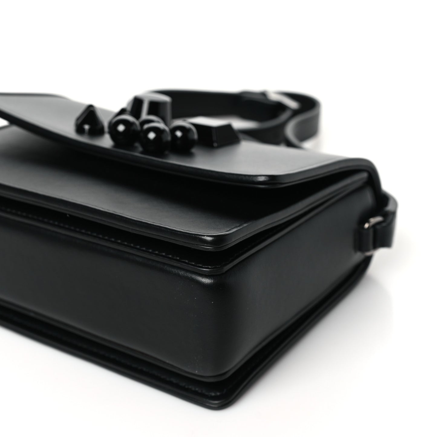 Calfskin Studded Carasky Crossbody Bag Black