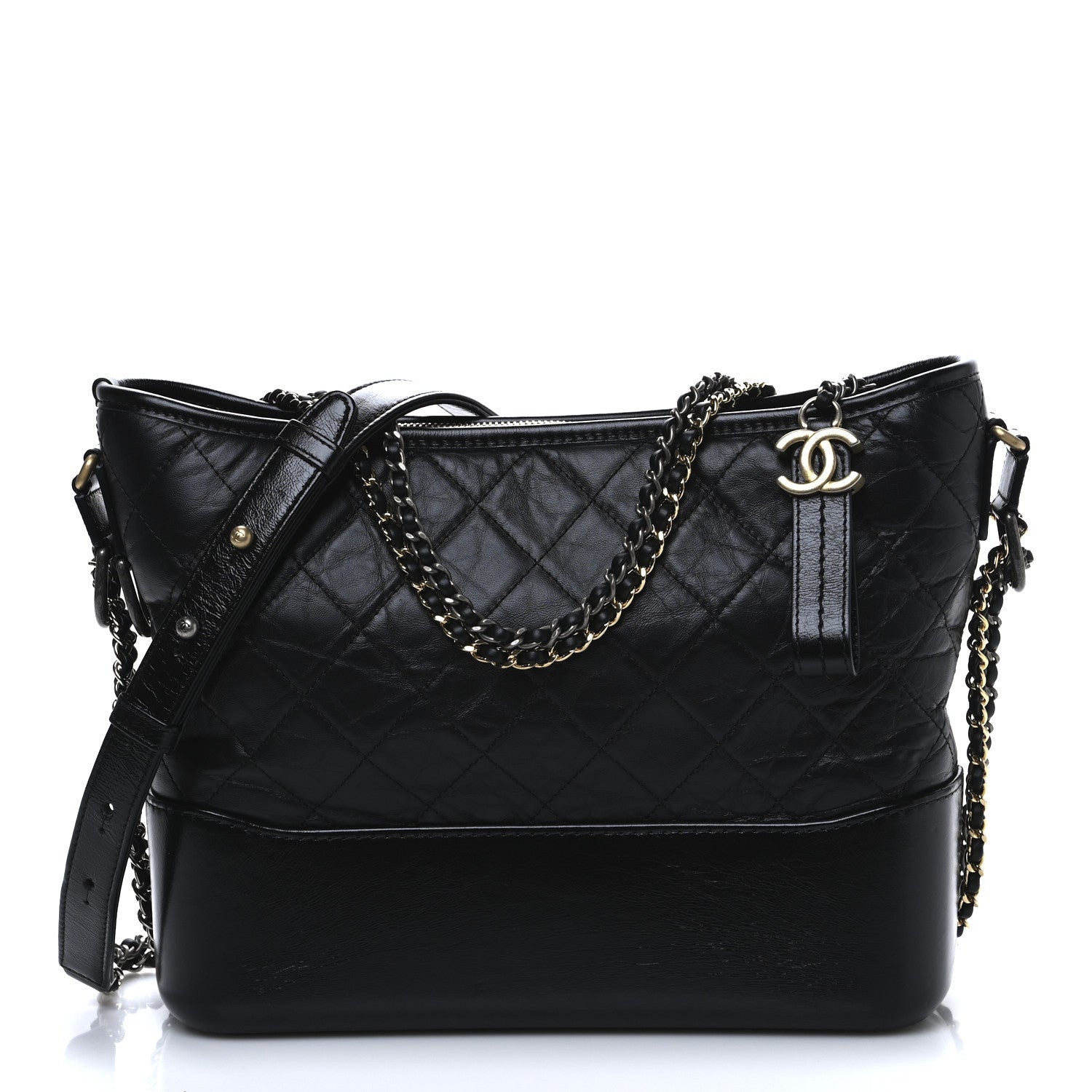 Chanel Aged Calfskin Quilted Medium Gabrielle Hobo Black 1 of 7