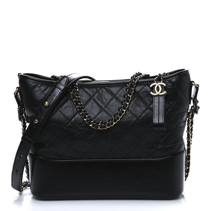 Chanel Aged Calfskin Quilted Medium Gabrielle Hobo Black 1 of 7