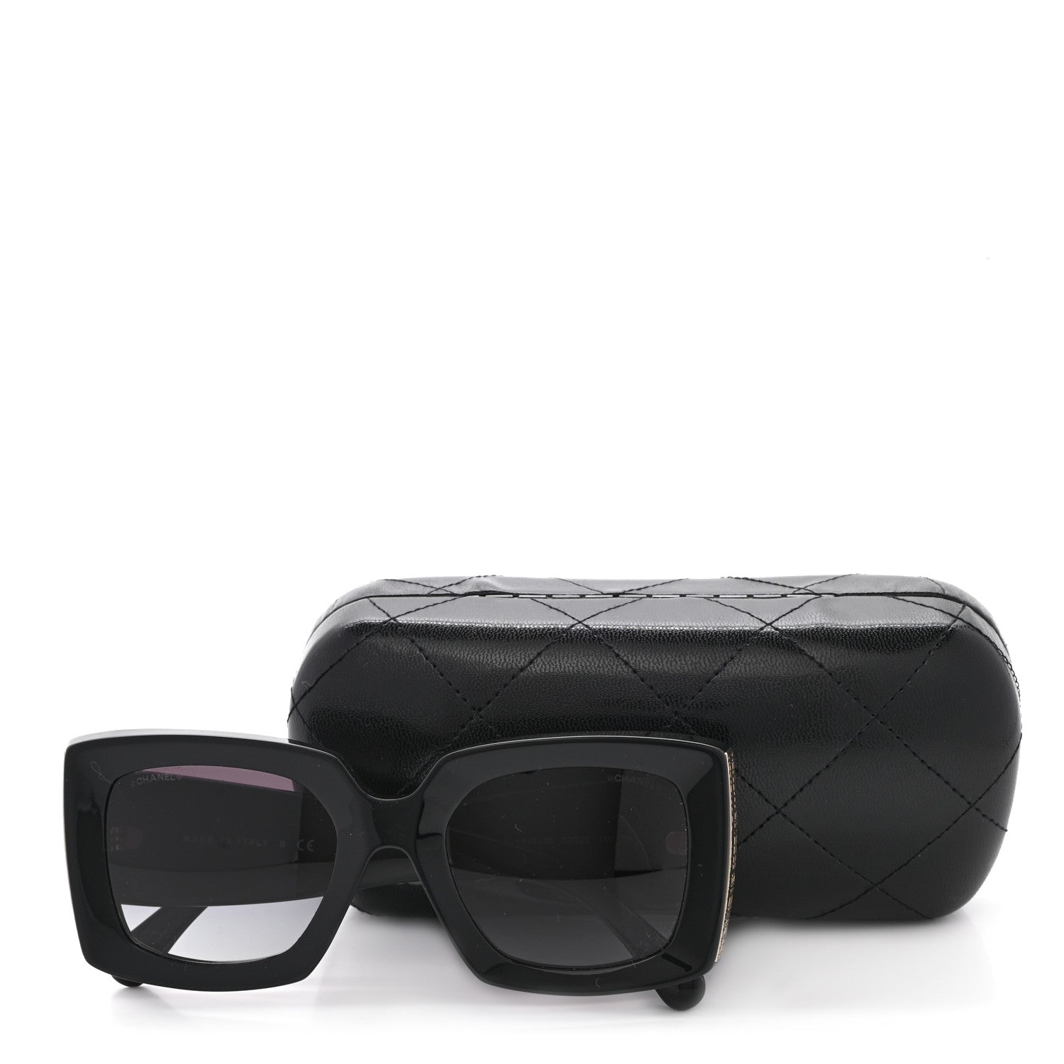 Chanel Acetate Rectangle Sunglasses 5435 Black 8 of 8