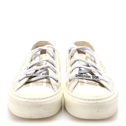 Christian Dior Canvas Embroidered Jardin D'Hiver Womens Walk'N'Dior Low Top Sneakers 40 White Gold 3 of 7