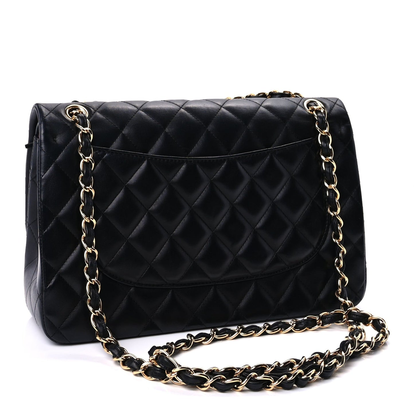 Lambskin Quilted Jumbo Double Flap  Black
