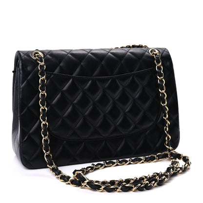 Chanel Lambskin Quilted Jumbo Double Flap  Black 2 of 8