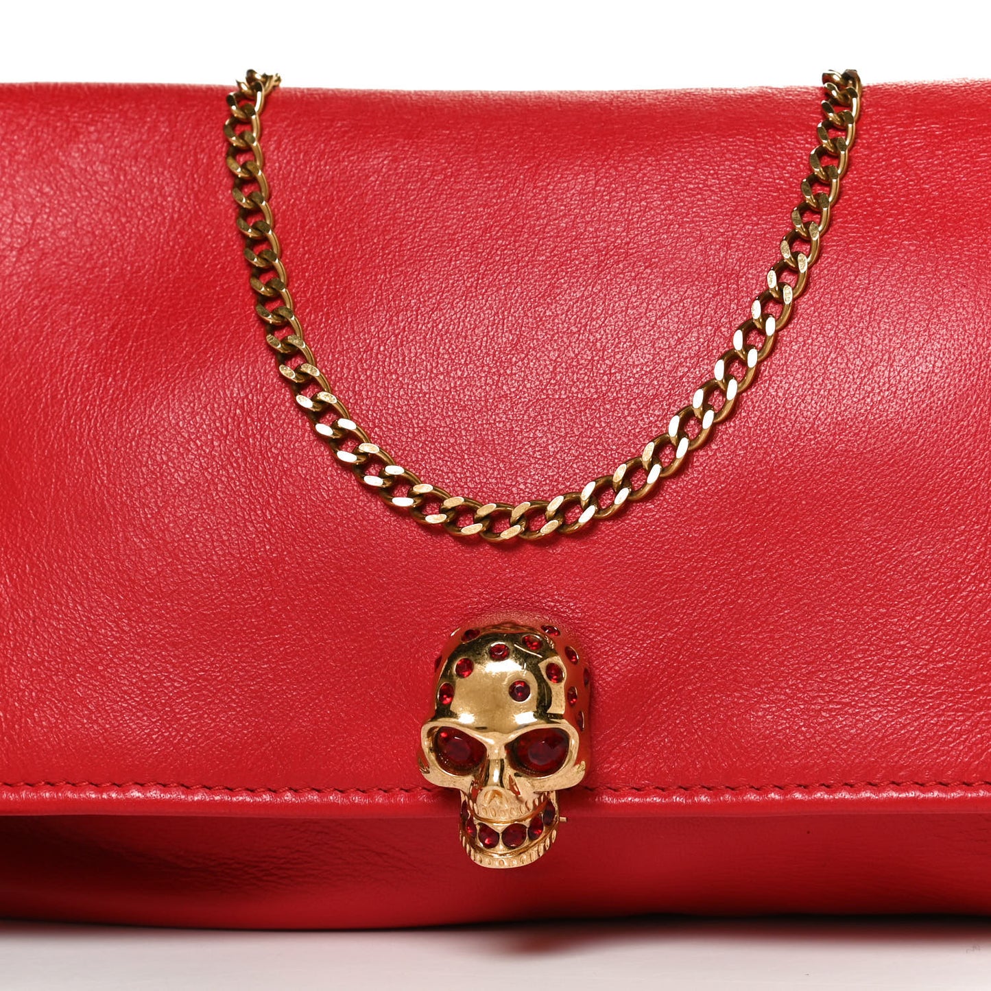 Calfskin Skull Crossbody Bag Red