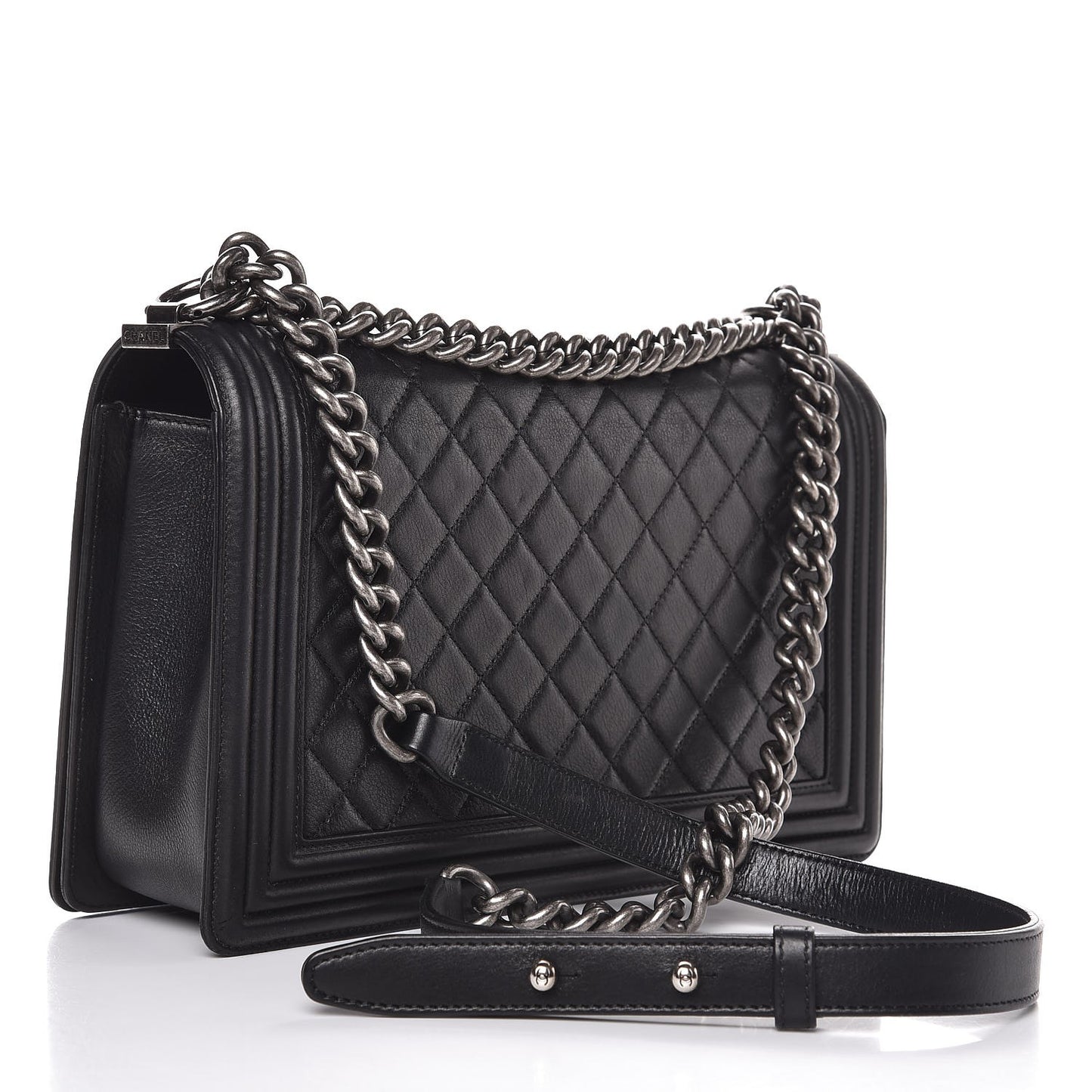 Calfskin Quilted New Medium Boy Flap Black