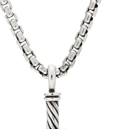 David Yurman Sterling Silver 18K Yellow Gold 35mm Cable Cross Pendant Necklace 4 of 4