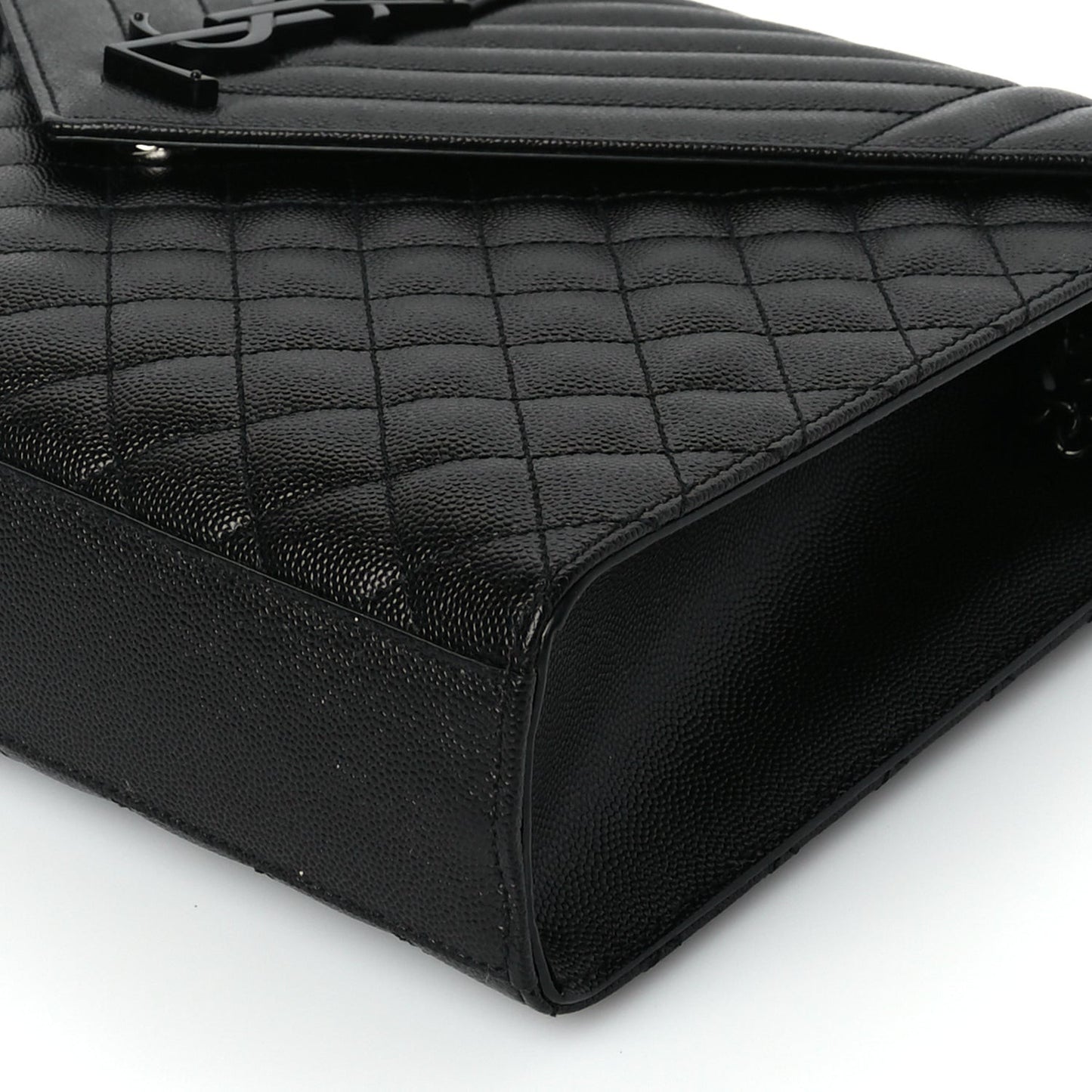 Grain De Poudre Textured Mixed Matelasse Large Triquilt Monogram Monochrome Satchel Black