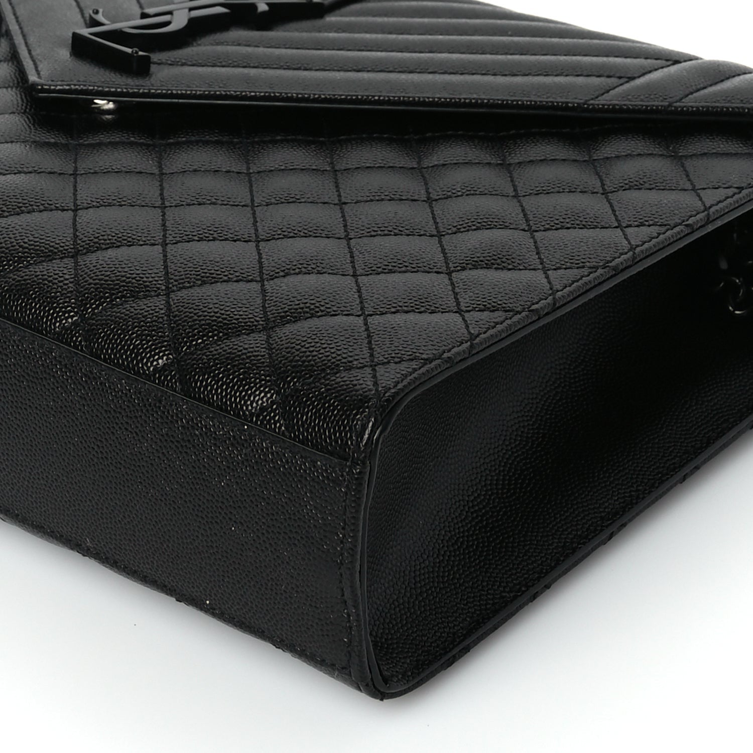 Saint Laurent Grain De Poudre Textured Mixed Matelasse Large Triquilt Monogram Monochrome Satchel Black 8 of 8