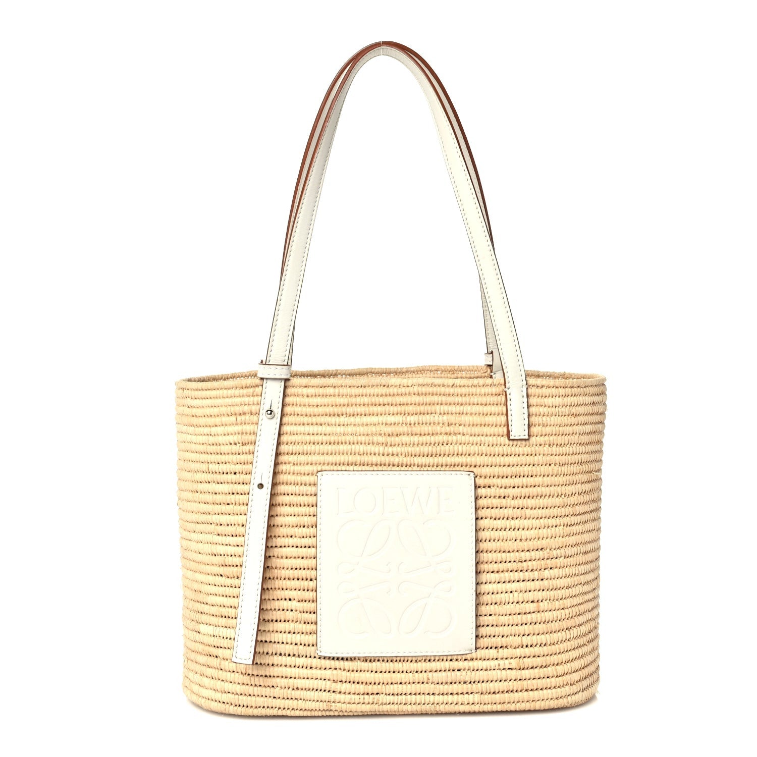 Loewe Raffia Square Small Basket Tote Bag Natural White 1 of 8