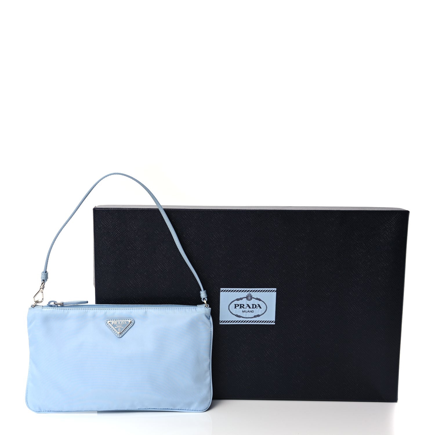 Prada Re-Nylon Vela Saffiano Mini Pochette Bag Celeste 10 of 10