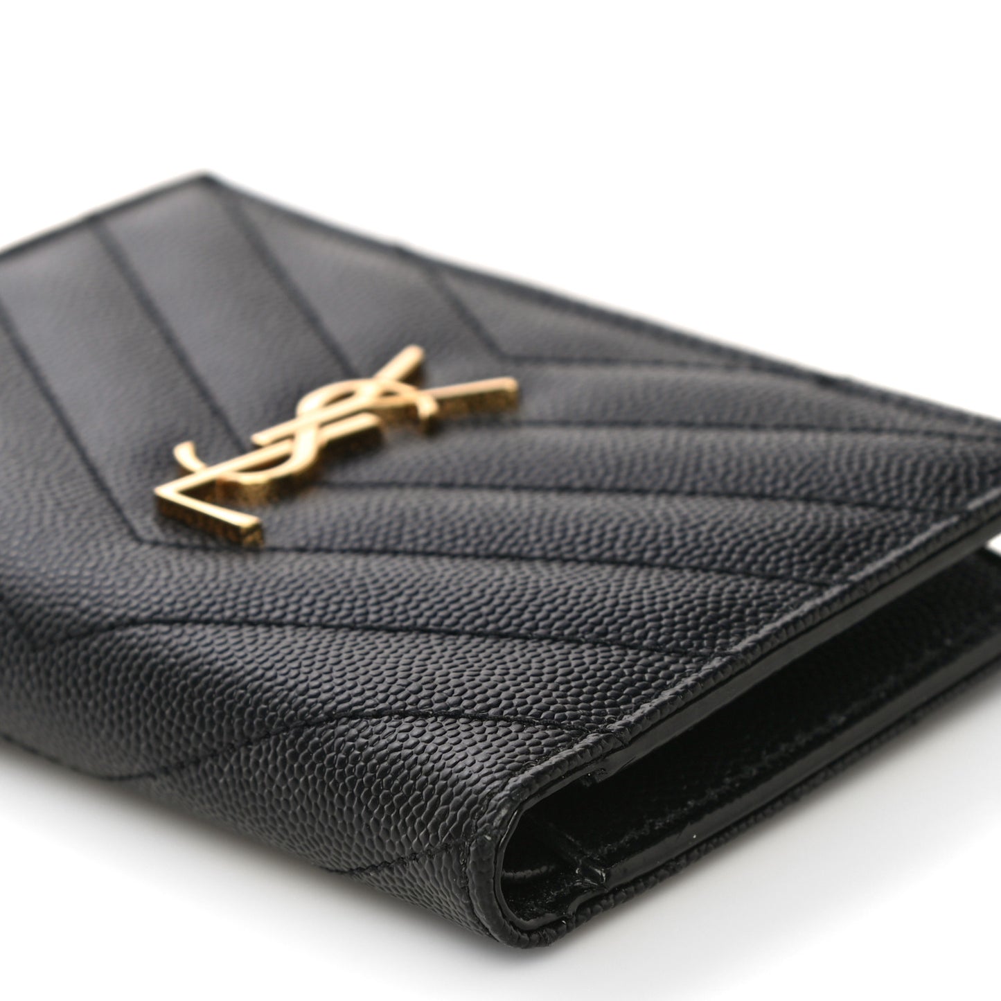 Grain De Poudre Matelasse Chevron Monogram Zipped Two-Part Wallet Black