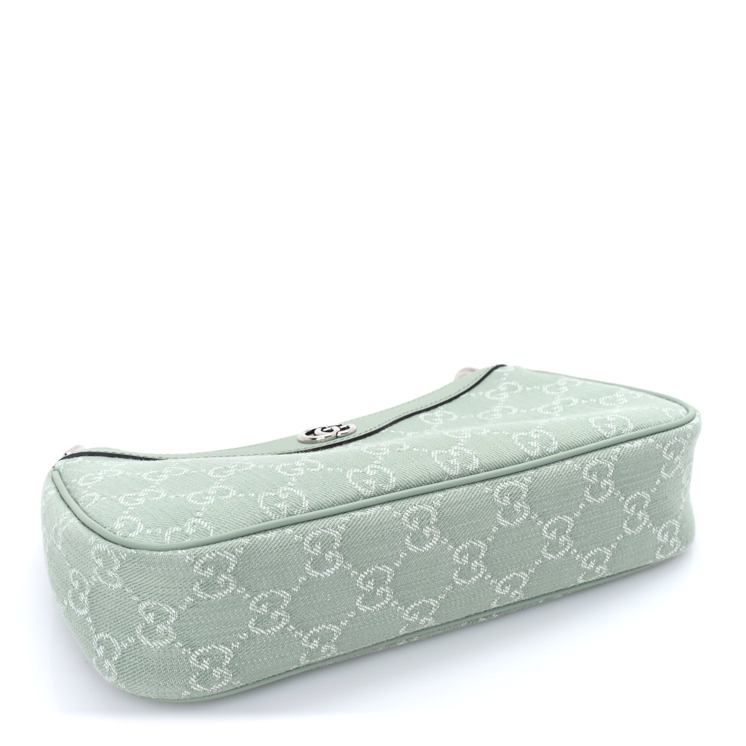 Gucci Denim GG Monogram Calfskin Small Shoulder Bag Pale Green 4 of 9