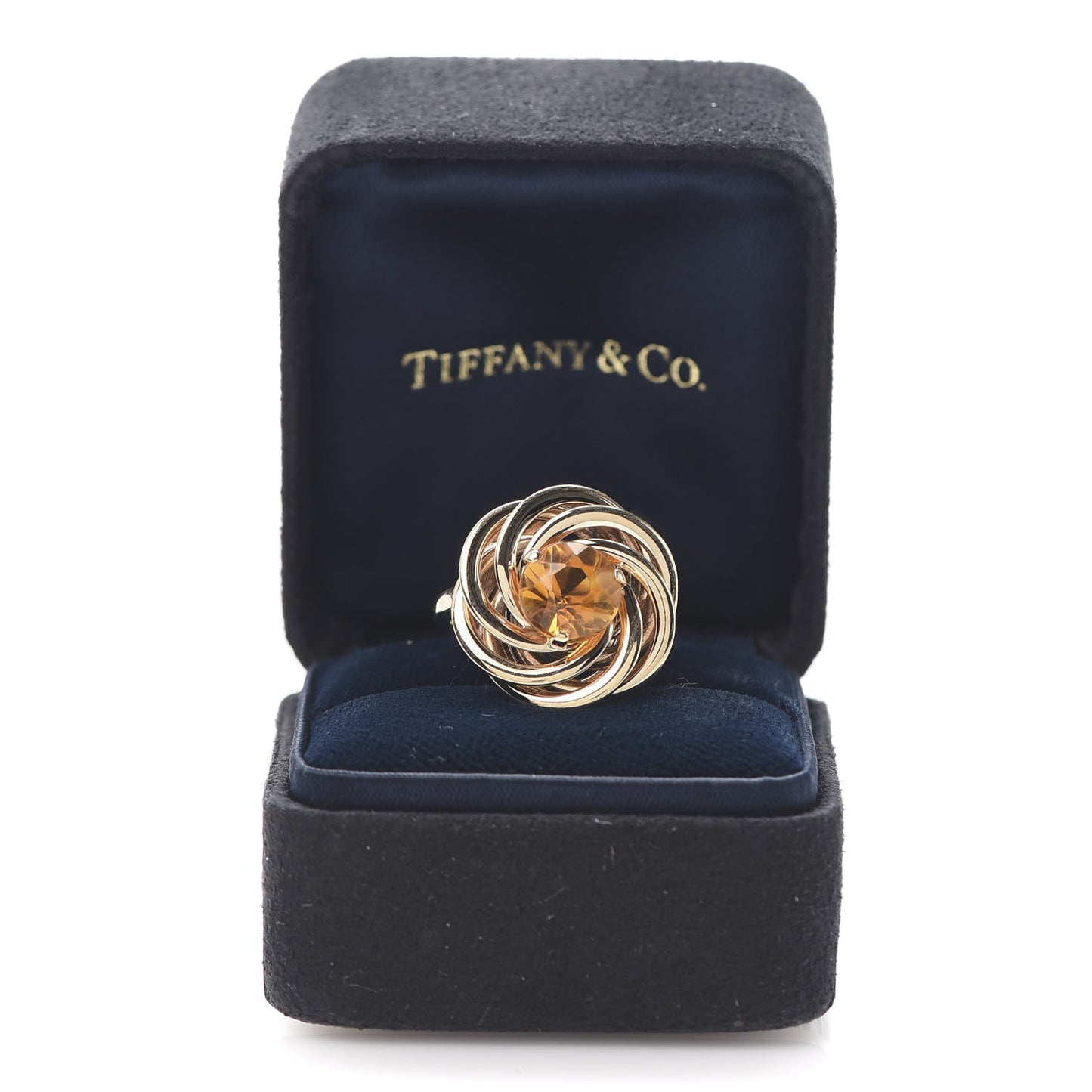 18K Yellow Gold Citrine Round Circle Ring 50 5.5