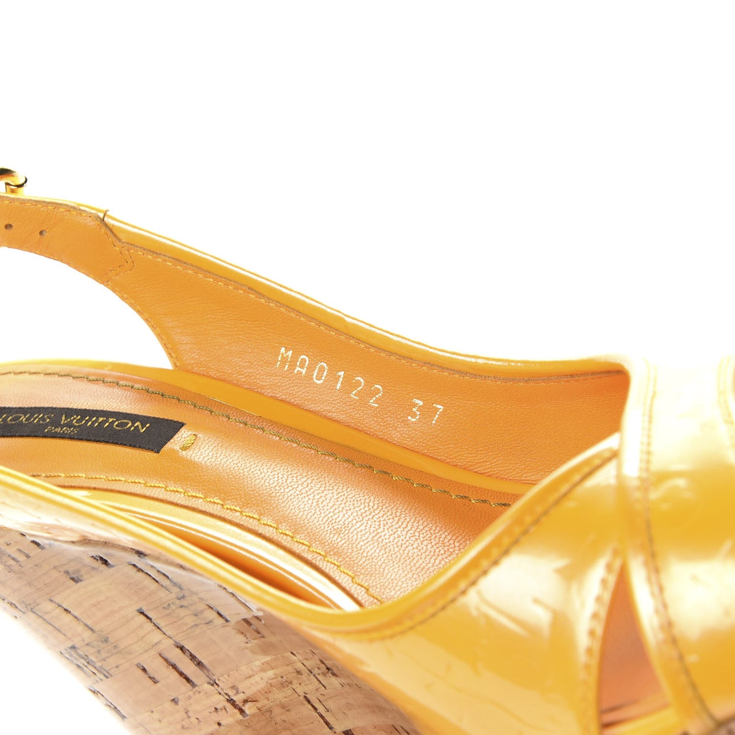 Monogram Vernis Wedge Sandal 37 Jaune Passion