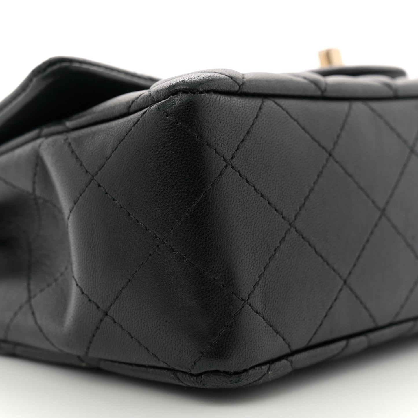Lambskin Quilted Mini Rectangular Flap Black