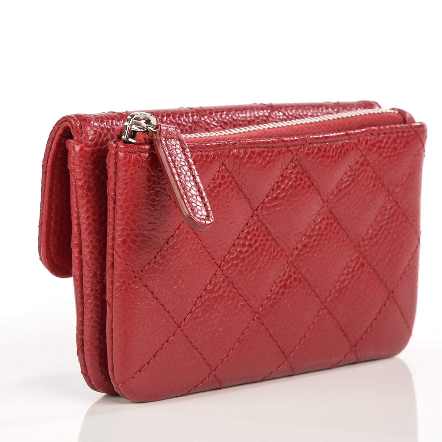 Caviar Quilted Coin Purse Red