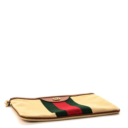 Gucci Vintage Canvas Web Pouch Sand Cuir 4 of 11