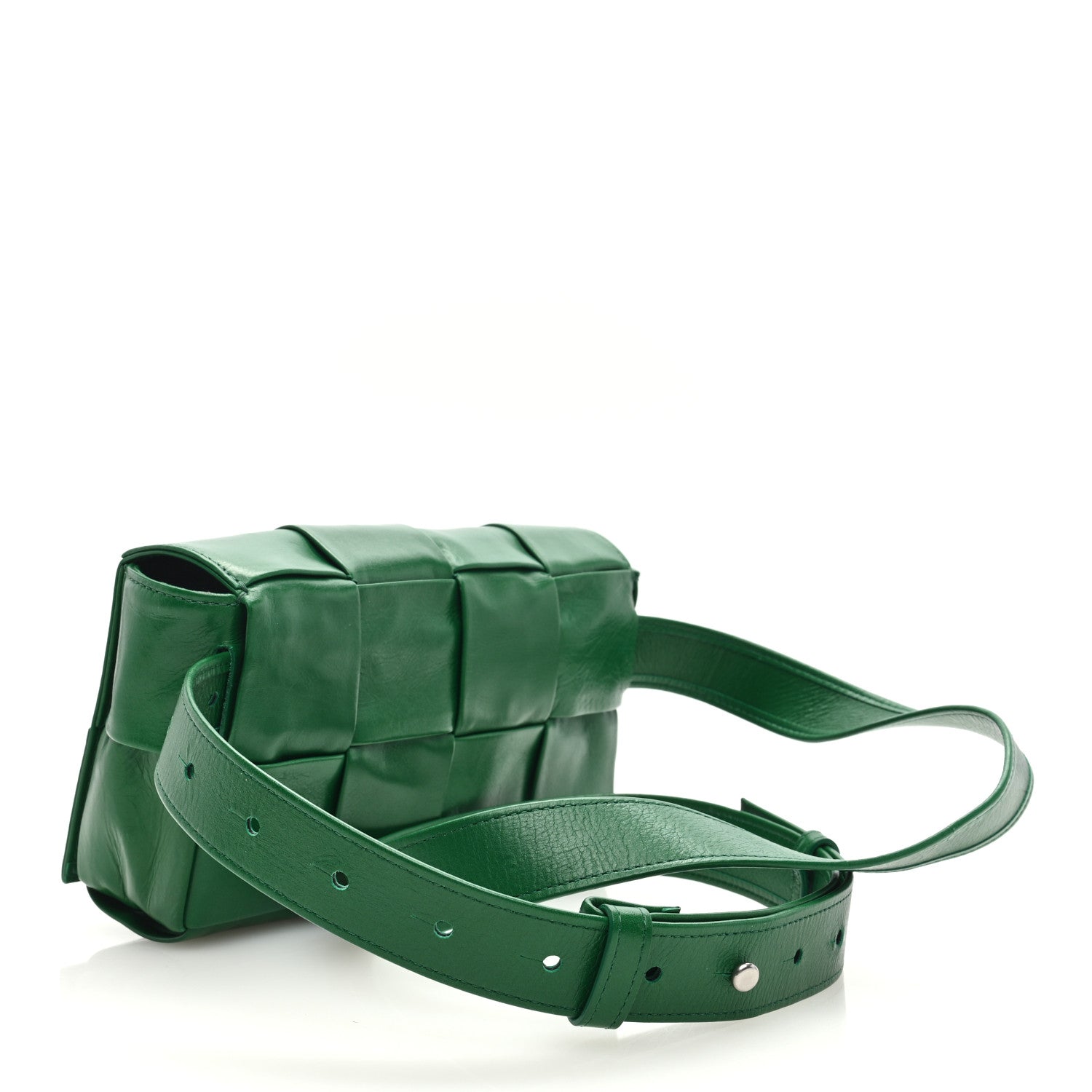 Bottega Veneta Paper Calfskin Intreccio Cassette Belt Bag Parakeet 3 of 9