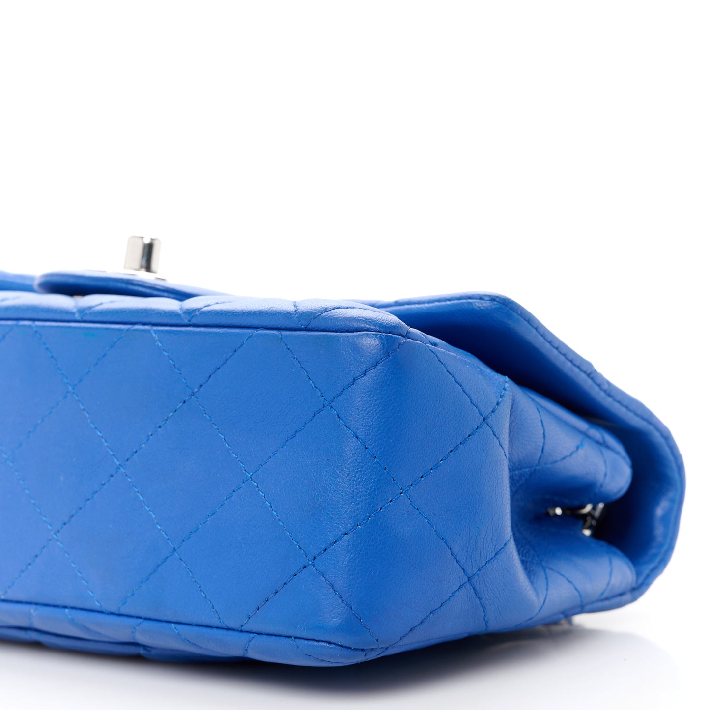 Lambskin Quilted Mini Rectangular Flap Blue