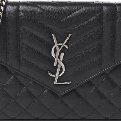 Saint Laurent Sheepskin Tri-Quilt Monogram Envelope Chain Wallet Black 11 of 11