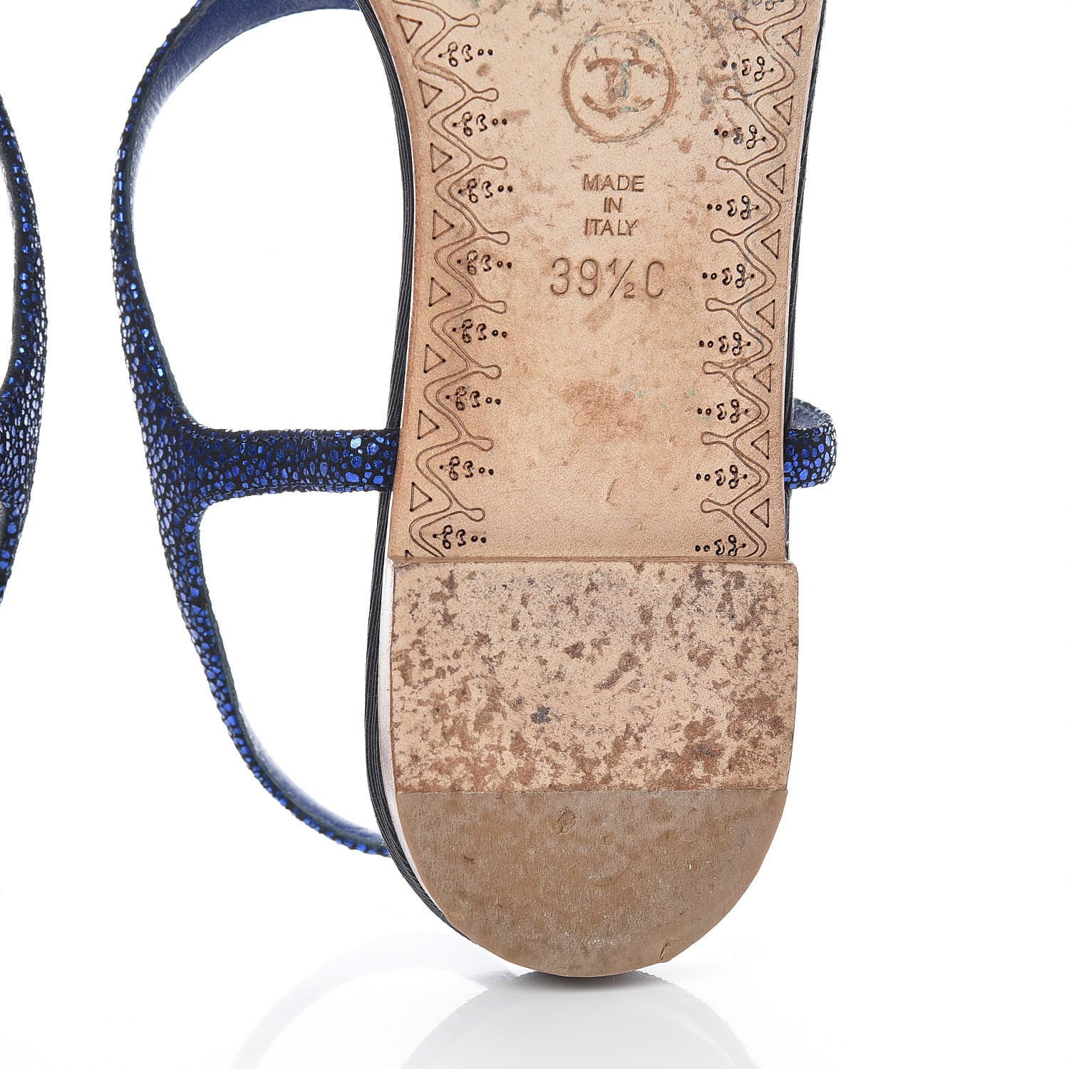 Chanel Glitter CC Thong Sandals 39.5 Dark Blue 13 of 16
