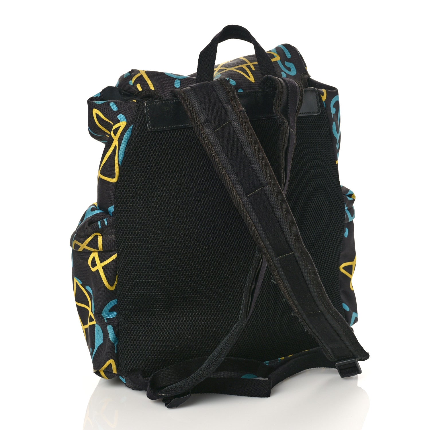 Gucci Techno Canvas GucciGhost Double Buckle Backpack Black New Acquamarine 3 of 13