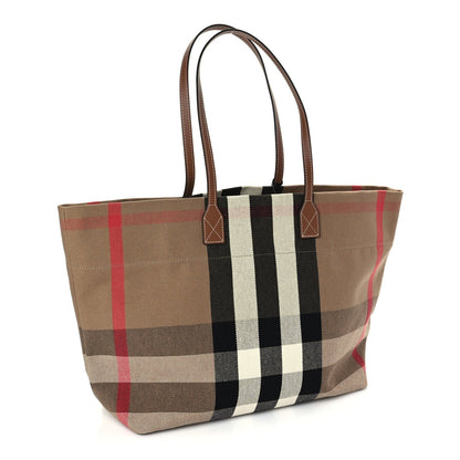 Burberry Giant Check Canvas Medium London Tote Taupe Brown 2 of 8