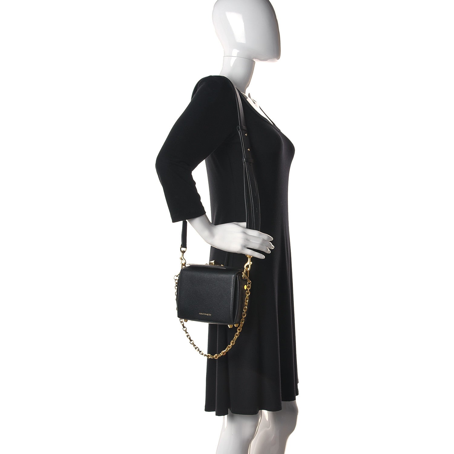 Alexander McQueen Silky Amish Grained Goatskin Box Shoulder Bag 16 Black 2 of 13