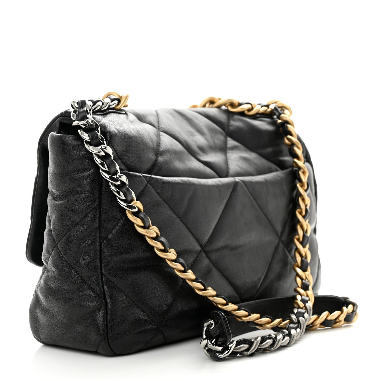 Lambskin Quilted Large Chanel 19 Flap Black