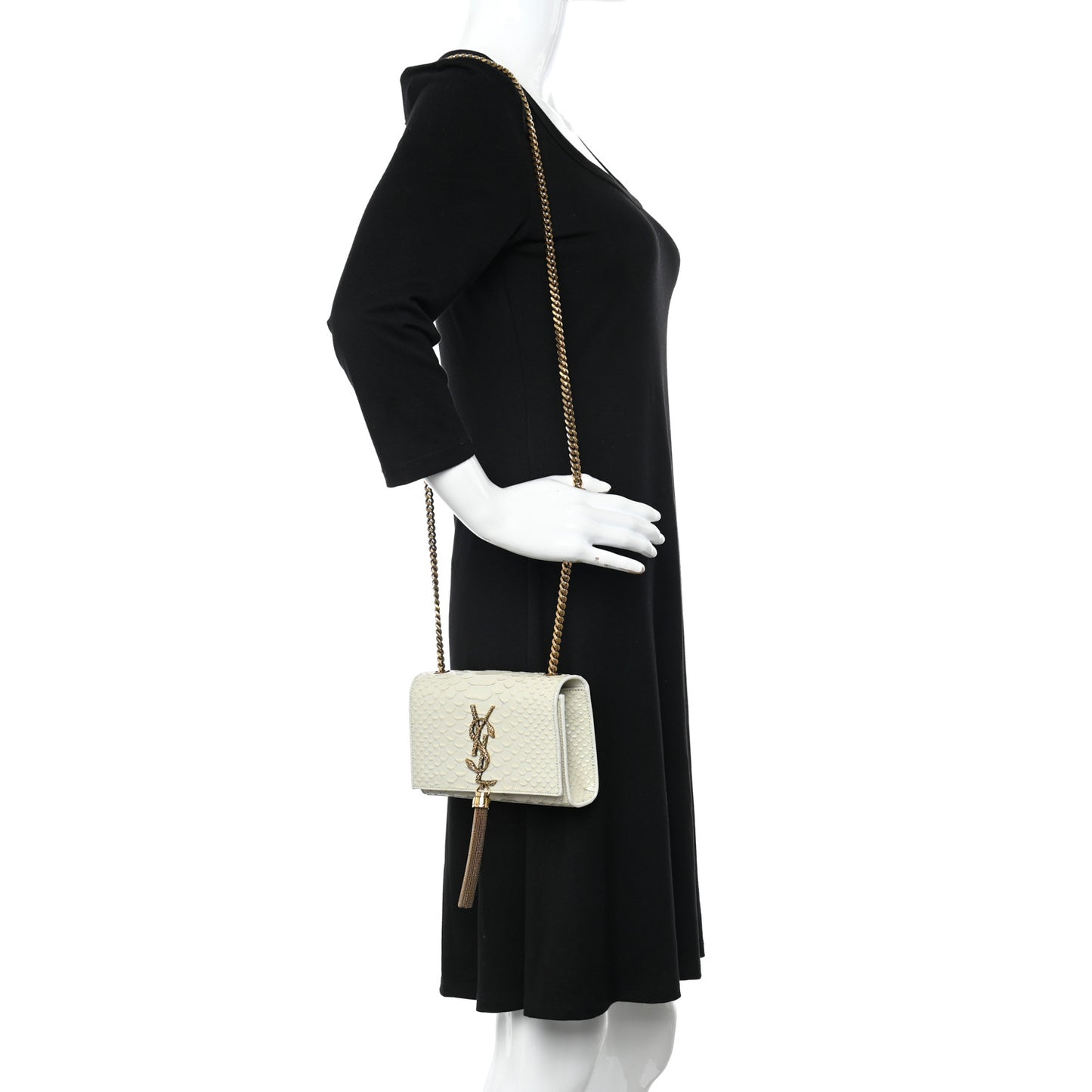 Python Embossed Small Classic Monogram Kate Tassel Satchel