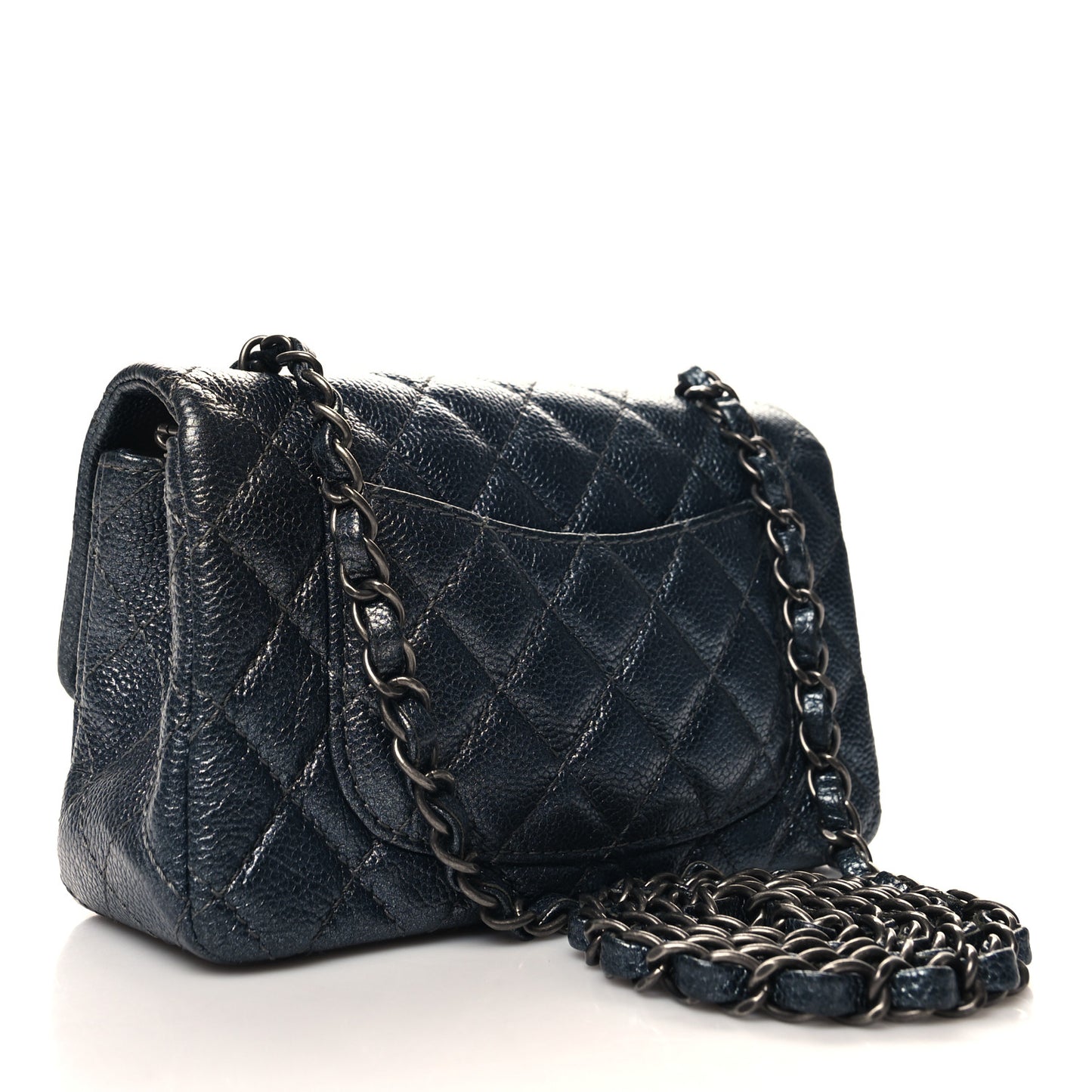 Caviar Quilted Mini Rectangular Flap Charcoal